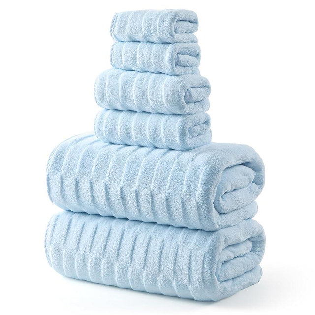 REDKISS 6-Piece Extra Large Bath Towel Set, 670 GSM, 2 Bath Sheets(40"x80"), 2 Hand Towels, 2 Washcloths - Ultra Absorbent, Quick-Dry, Super Soft Bathroom Towels for Hotel, Spa, Gym -Blue