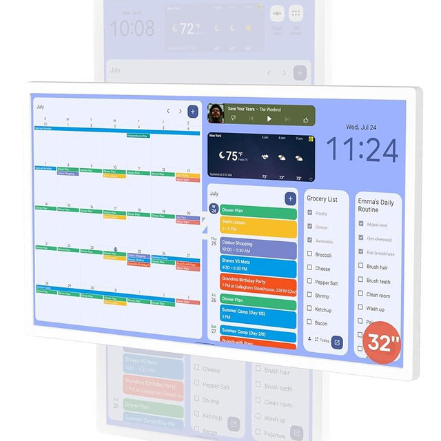 Cozyla 32 Inch Digital Calendar Wall Touch Screen Syncs All Calendar Apps To Do List Notepad Family Calendar Electronic Wall Calendar Chore Chart for Kids Adults Meal Planner Smart Calendar White