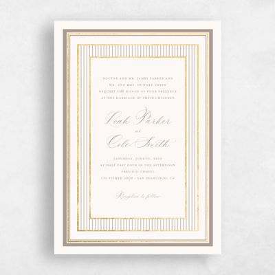 Rich Taupe, Beige Wedding Invitation - Robin Portrait Foil