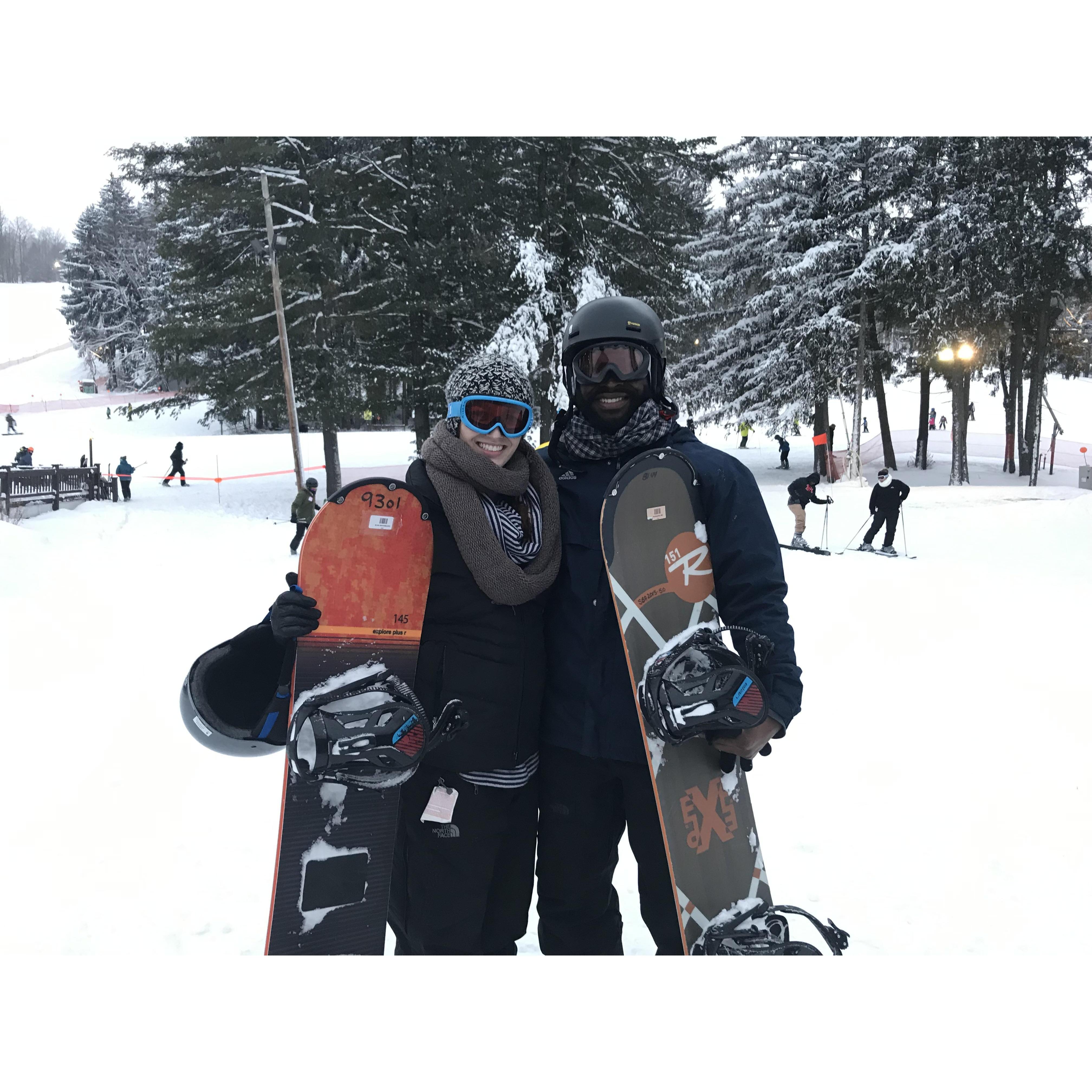 Both Jarrod and Nicole's first time snowboarding, January 2019