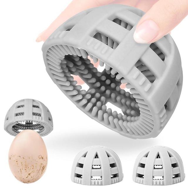 TUSGENK Egg Brush Cleaner, 2 Pack Silicone Egg Brush for Fresh Egg, Egg Cleaner Brush Tool, Multifunctional Vegetable/Egg Scrubber, Easy to Clean