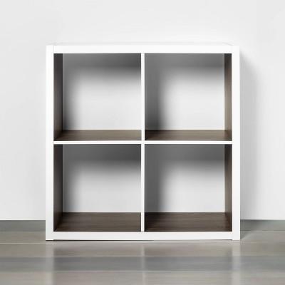 4 Cube Storage Organizer White with Wood Accents - Threshold™