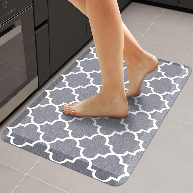 WISELIFE Anti Fatigue Floor Mat - 4/5 Inch Thick Kitchen Mat Non Slip Waterproof Heavy Duty Ergonomic Comfort Mat Durable for Home, Office, Sink, Laundry,(20" x 32", Grey)
