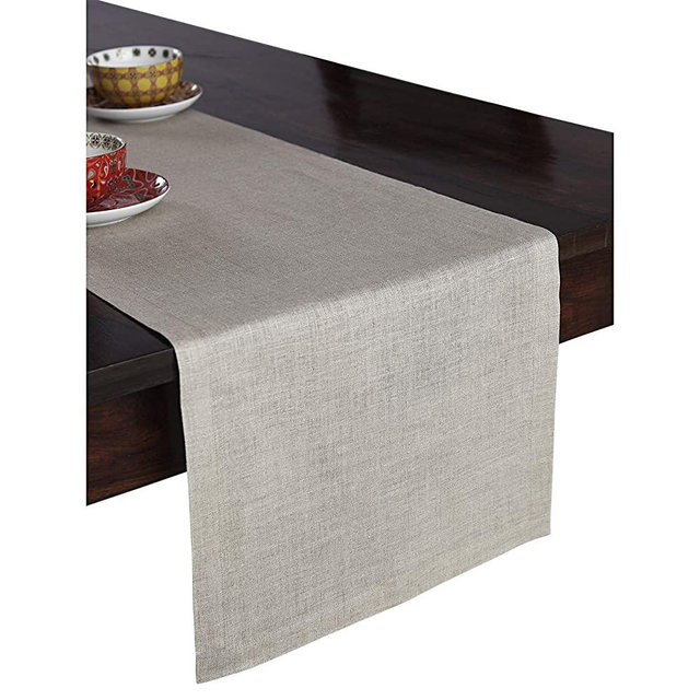 Solino Home 100% Pure Linen Table Runner – 14 x 48 Inch Athena, Handcrafted from European Flax, Natural Fabric Runner – Natural