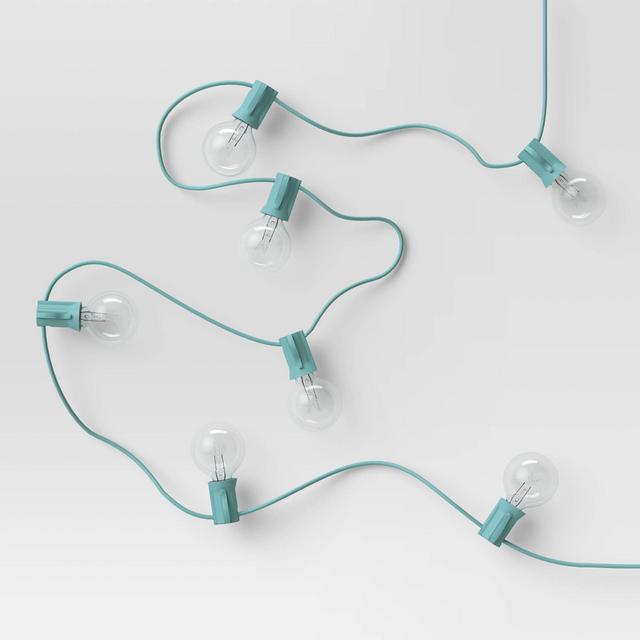 20ct Incandescent Outdoor String Lights G40 Clear Bulbs - Turquoise Wire - Room Essentials™