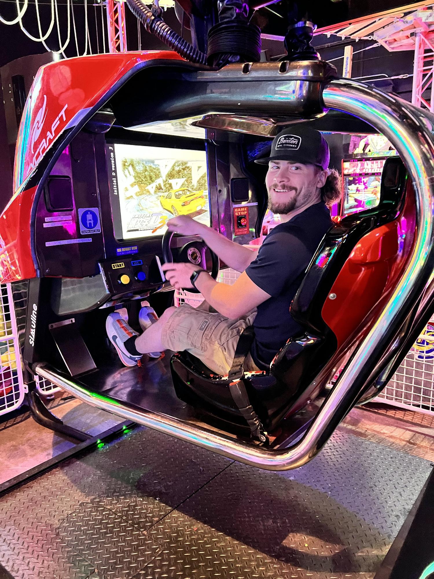 Pretty interesting racing game, it moved around as he was driving