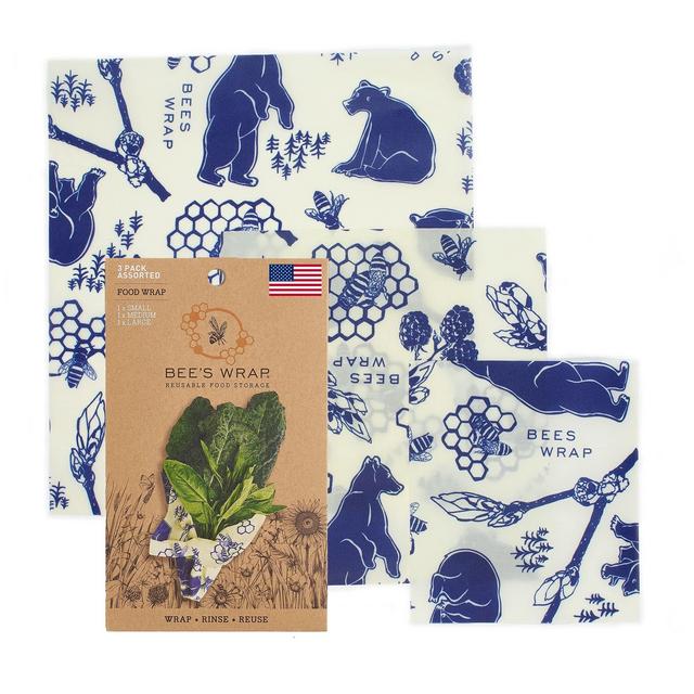 Bee's Wrap - Assorted 3 Pack - Made in The USA with Certified Organic Cotton - Plastic and Silicone Free - Reusable Beeswax Food Wraps in 3 Sizes (S,M,L)