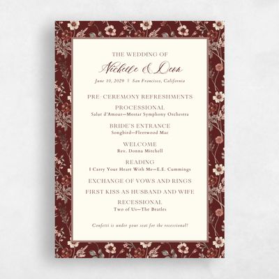 Maroon, Red Wedding Program - Viva