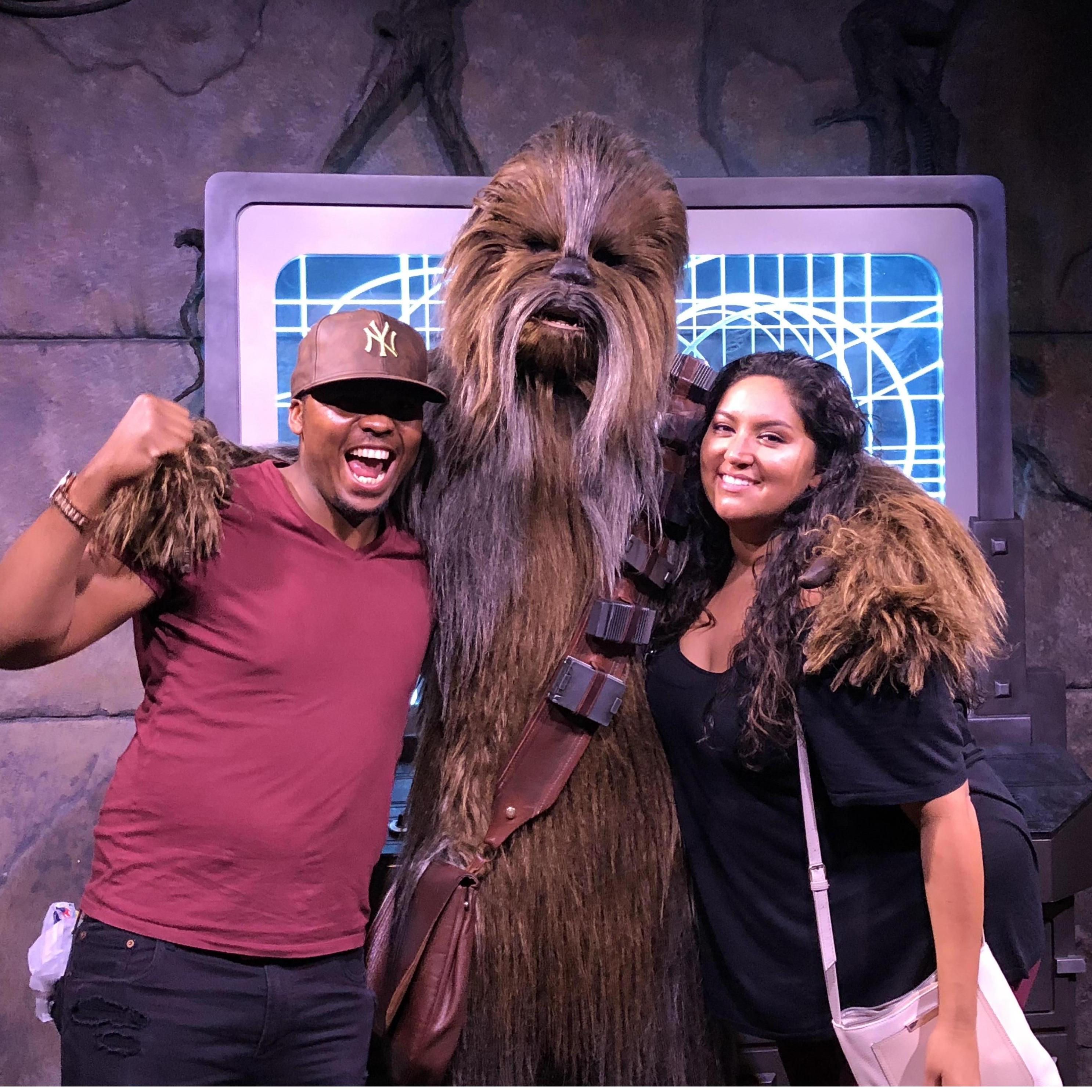 Meeting our friend Chewbacca the day before he proposed