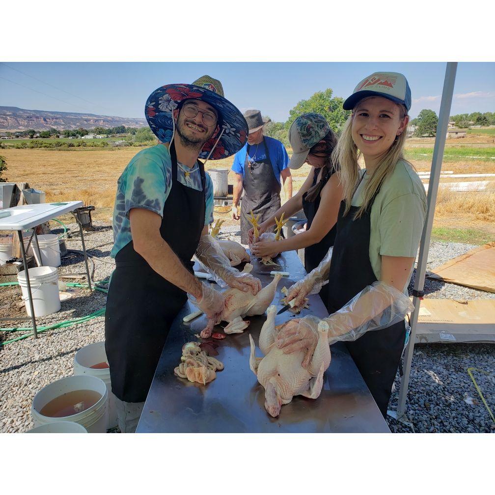 Processing chickens at Happy Hive Farmstead