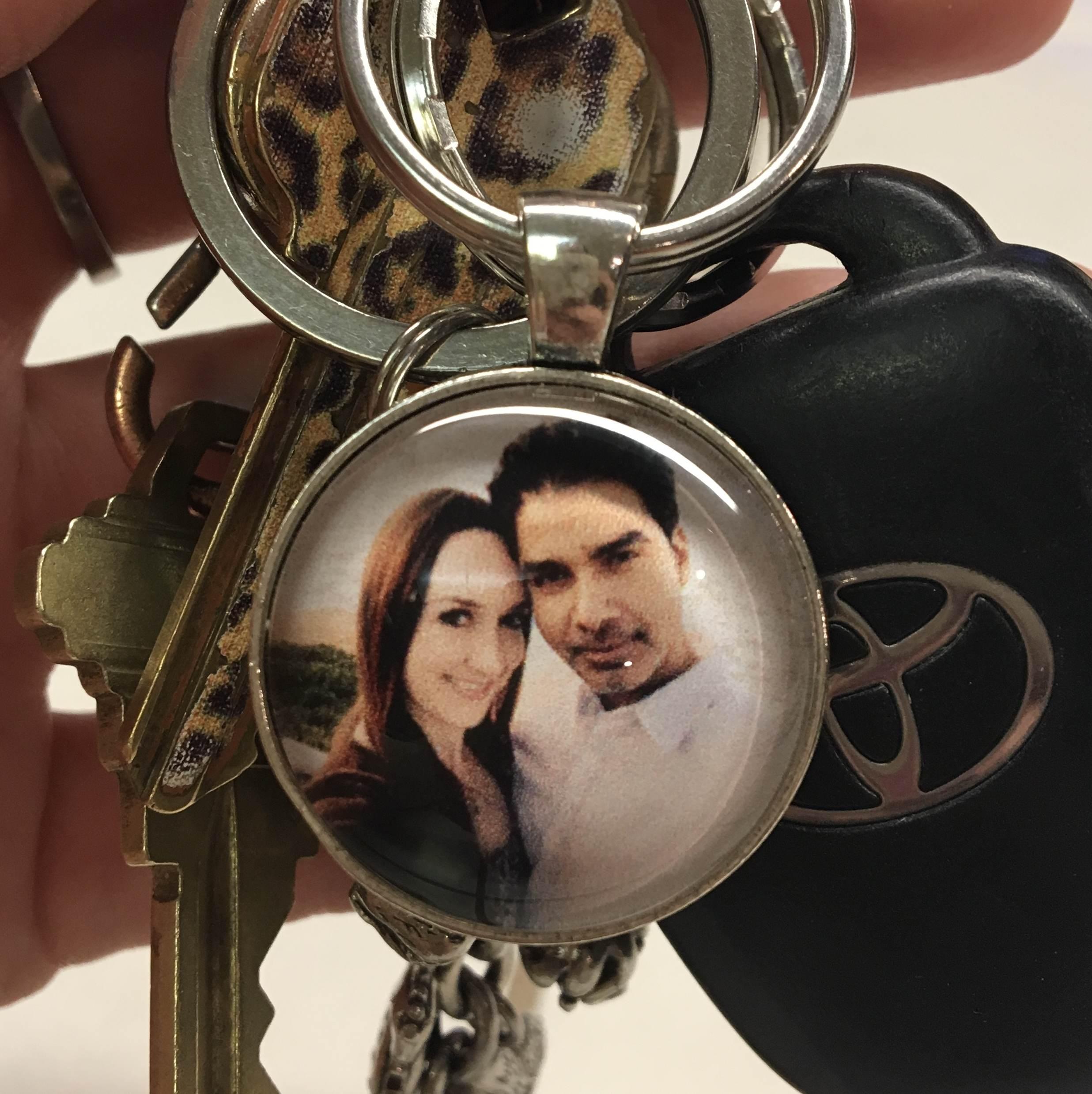 The keychain Patti and Floyd each kept while their relationship was long distance for a year and a half!