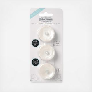 White Pearl LED Tea Lights, Set of 3