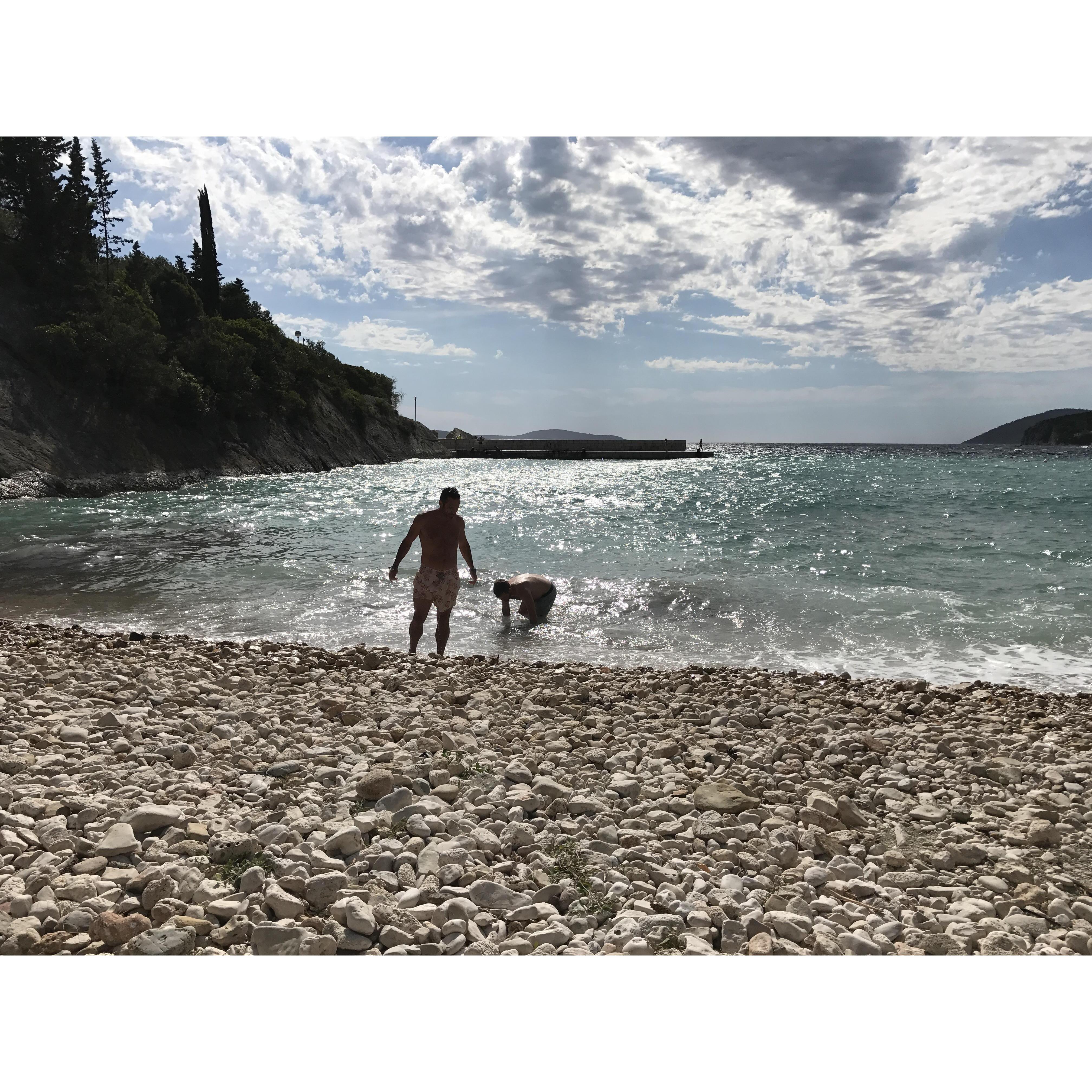 SJ snapped this photo of Bryan and Andy swimming right before Bryan proposed