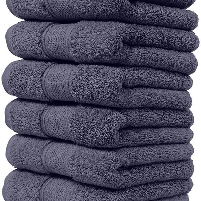 Maura 6 Piece Hand Towels Set. Extra Large 16"x30" Premium Turkish Towels. Thick, Soft, Plush and Highly Absorbent Luxury Hotel & Spa Quality Towels - Denim Blue