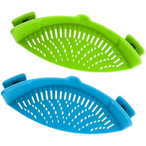 Snap Strainer, DaKuan 2 Packs of Hands-free Clip-on Heat Resistant Colander Pour Spout for Pasta Vegetable Noodles Pot bowl Pan