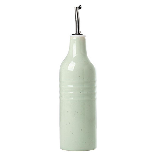 famiware Jupiter 16oz Ceramic Olive Oil Dispenser Bottle, 1 Piece Oil Dispenser for Kitchen with Stainless Steel Pourers, Suitable for Storage Vinegar, Soy Sauce, Coffee Syrup, Light Green