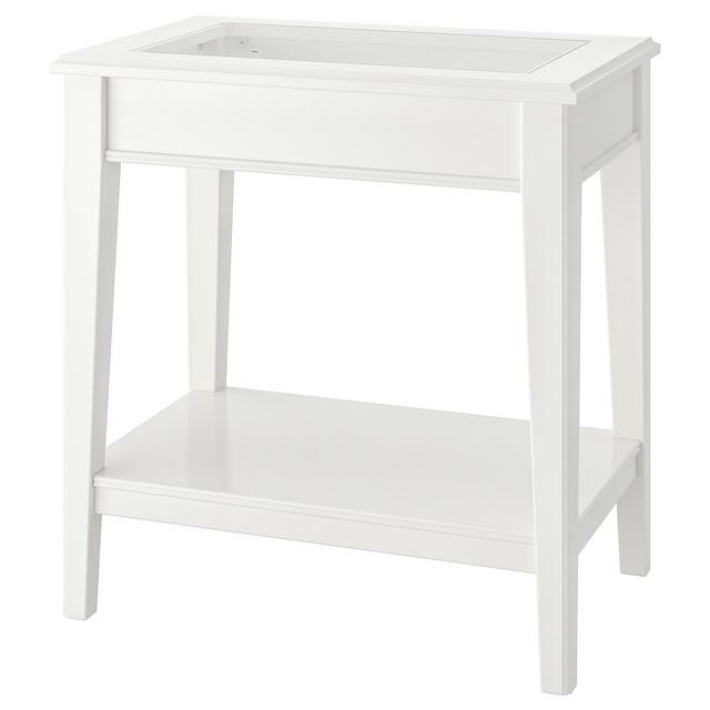 LIATORP Side table, white/glass, 22 1/2x15 3/4 "