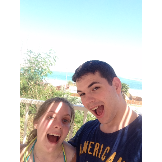 This picture was taken at the Dead Sea in Israel, our most favorite place in the world!