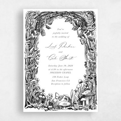 White Wedding Invitation - Kalinda Portrait
