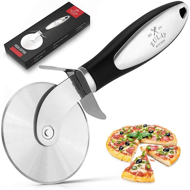 Zulay Premium Pizza Cutter - Food Grade Stainless Steel Pizza Cutter Wheel - Smooth Rotating Pizza Slicer Cutter Wheel With Non Slip Ergonomic Handle