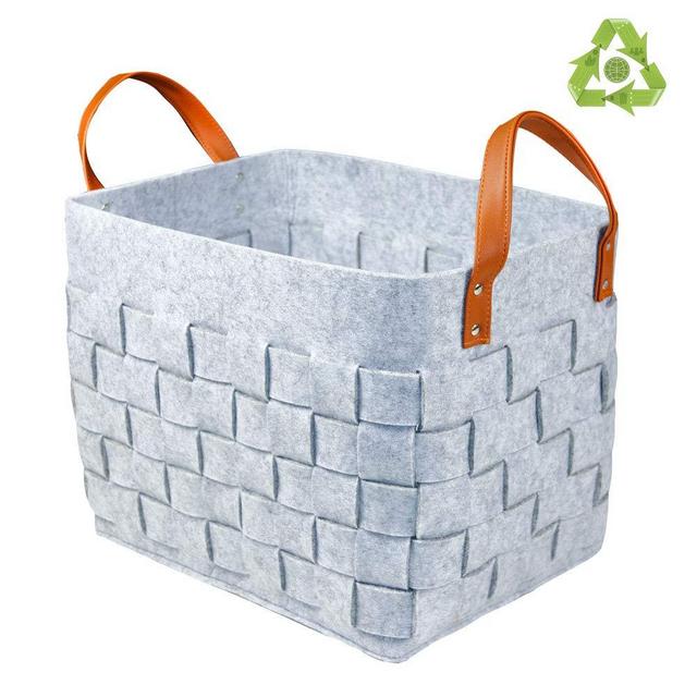 BOLDMONKEY Storage Basket Laundry Basket Durable Felt Basket (Gray),Send a Shopping Bag.