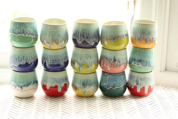 wine tumbler, choose your favorite // whiskey tumbler // ceramic glass // juice glass // drinking glass