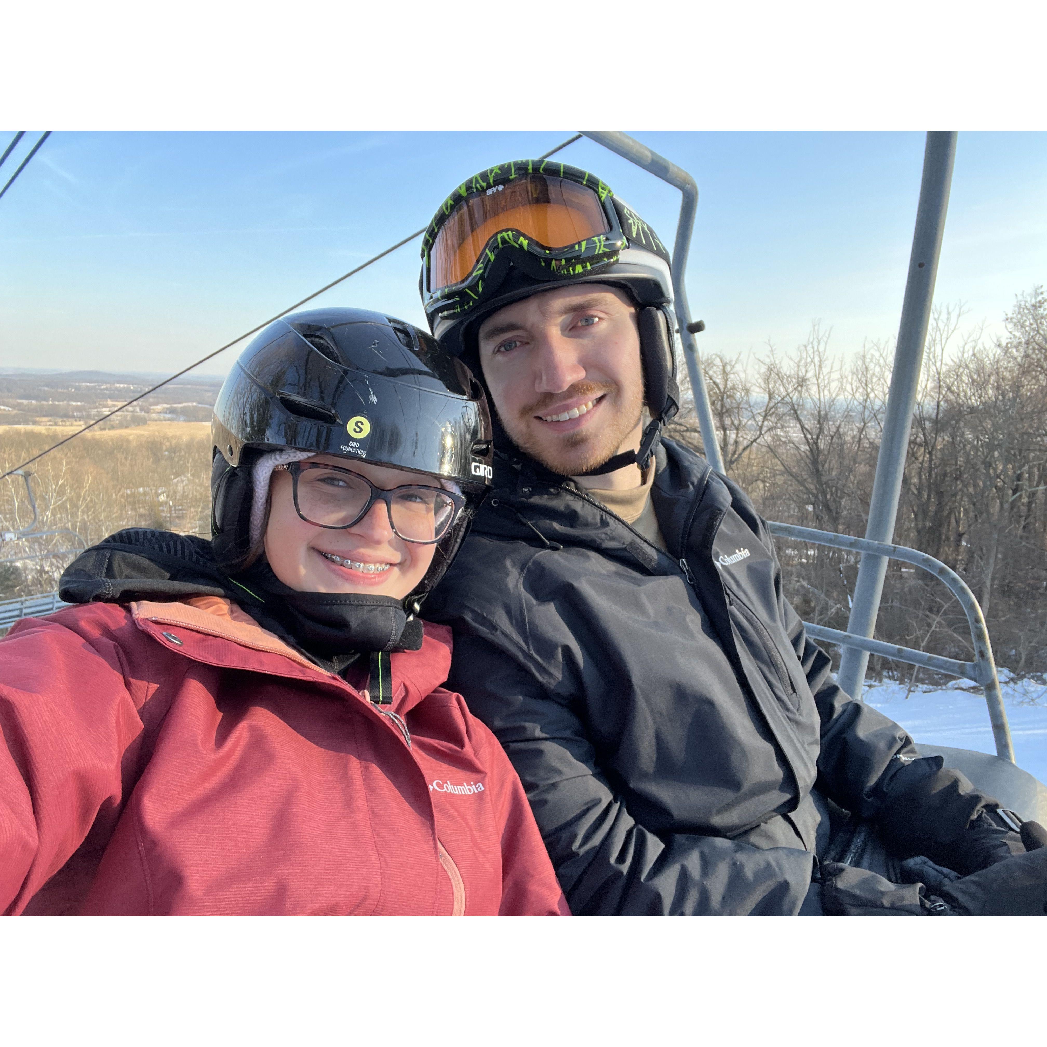 One of the times we went skiing/snowboarding.