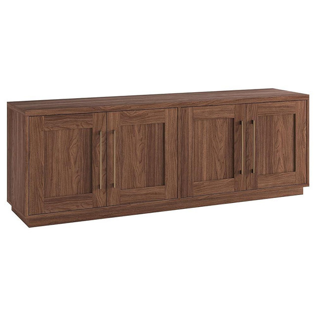 Henn&Hart TV Stand for TVs up to 75'' with 2 Concealed Storage Cabinets and Adjustable Shelves for Living Room, Family Room, or Office, Medium Walnut
