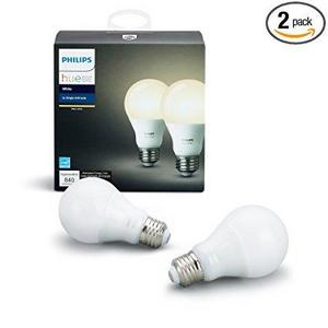 Philips Hue White A19 2-Pack 60W Equivalent Dimmable LED Smart Bulb (Compatible with Amazon Alexa, Apple HomeKit, and Google Assistant)