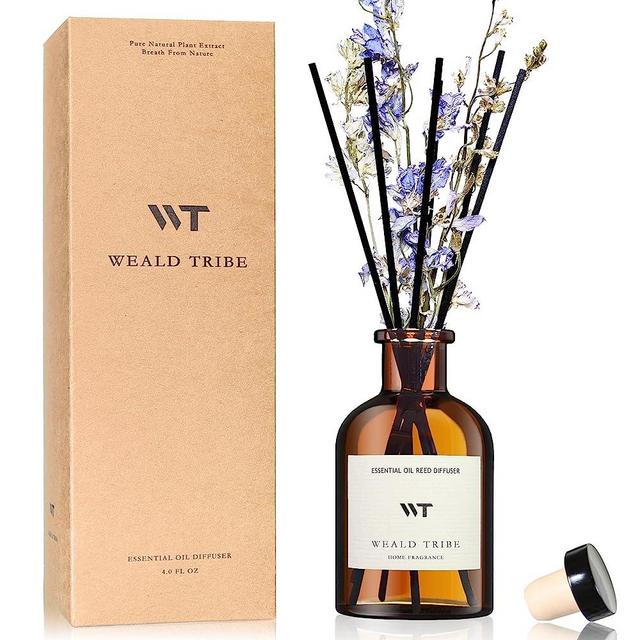 Flower Reed Diffuser Set for Bathroom Air Fresheners, Oil Diffuser Sticks | Eucalyptus & Mint Scent 4.0 fl oz Home Fragrance with Sticks Defusers | House Bedroom Office Shelf Decor