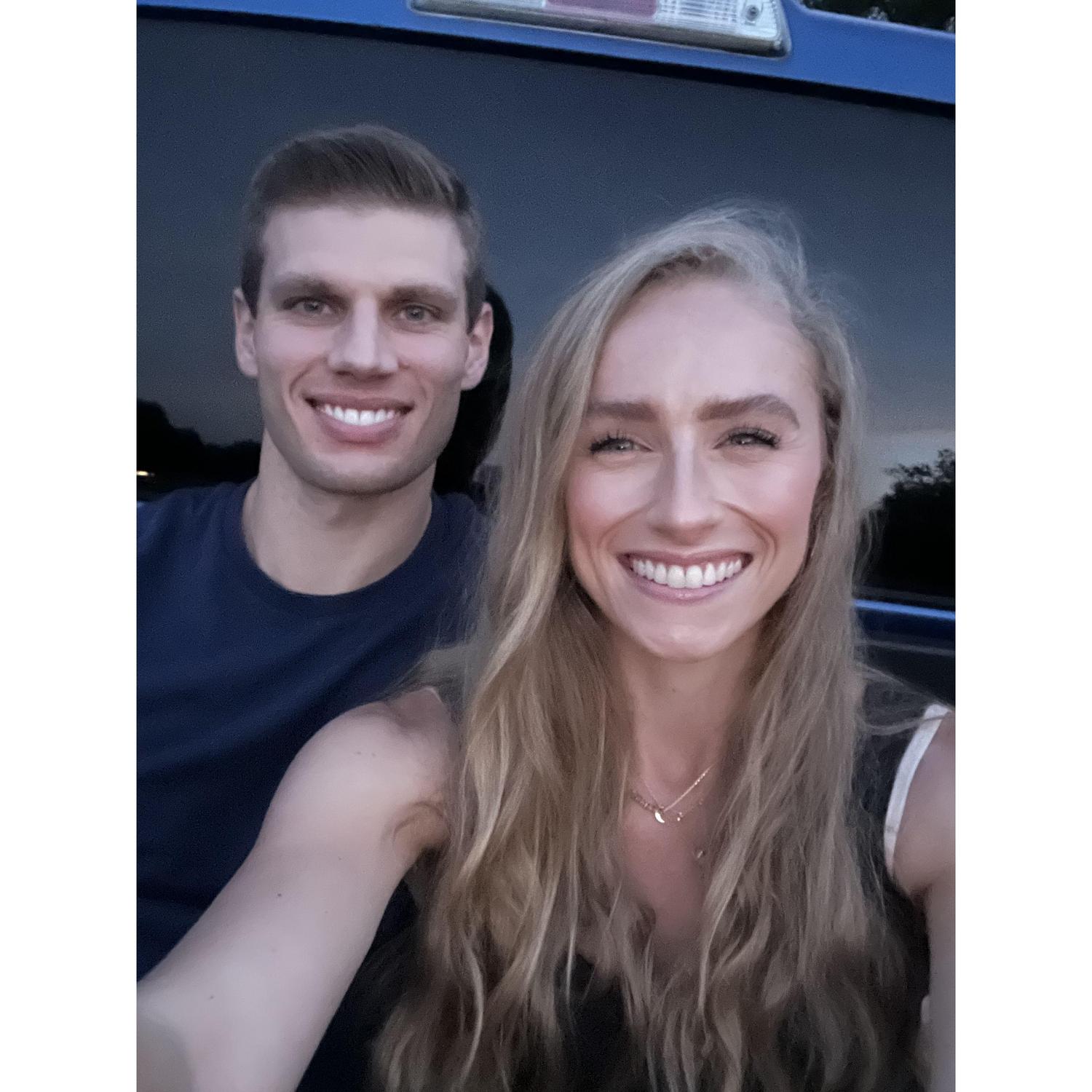 Our first date at the drive-in movies.