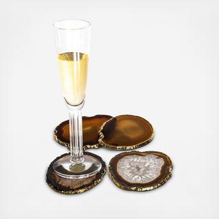 Natural Agate Gold Coaster, Set of 4