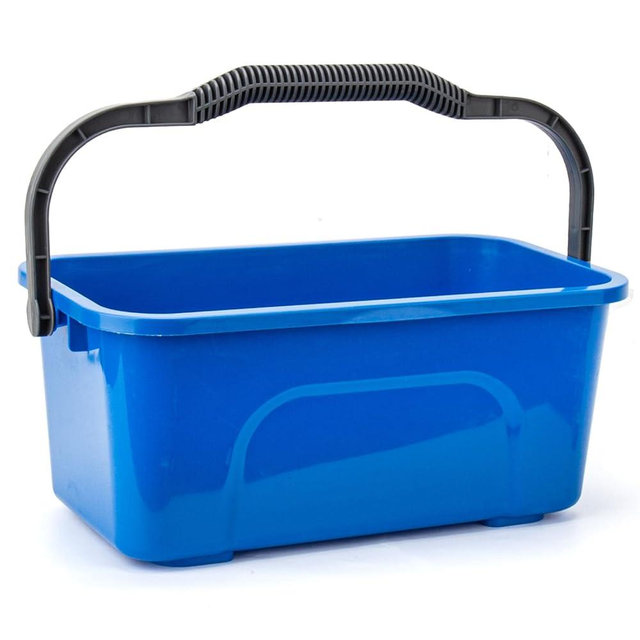 Bucket for Household Cleaning, 3 Gallon Plastic Rectangle Water Bucket with Handle for Mopping, Car and Window Washing, Blue