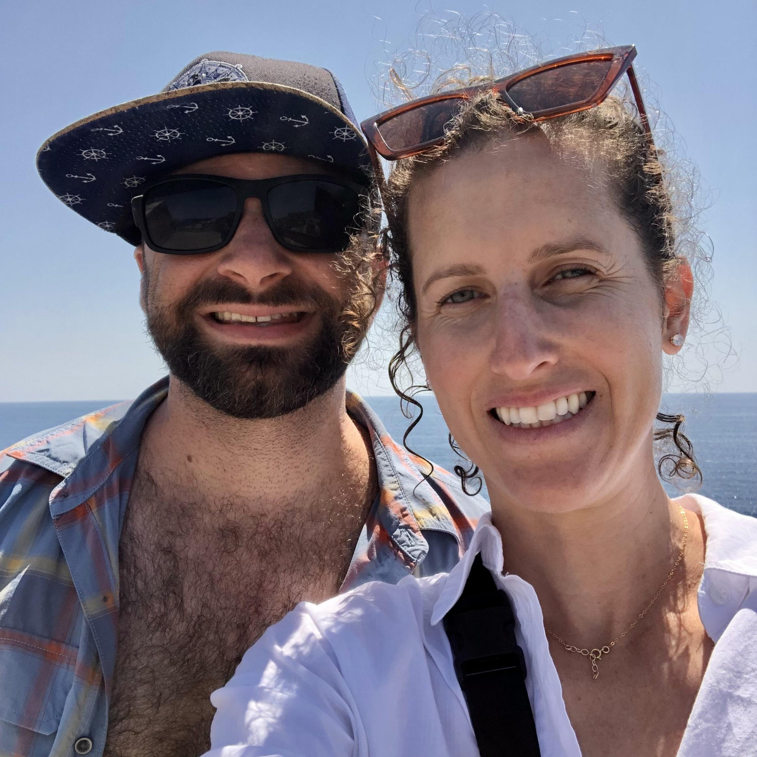 On a ferry exploring Cinque Terre on the Italian coast