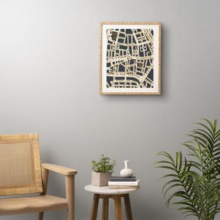 Paris Map Grey Gold Framed Wall Art