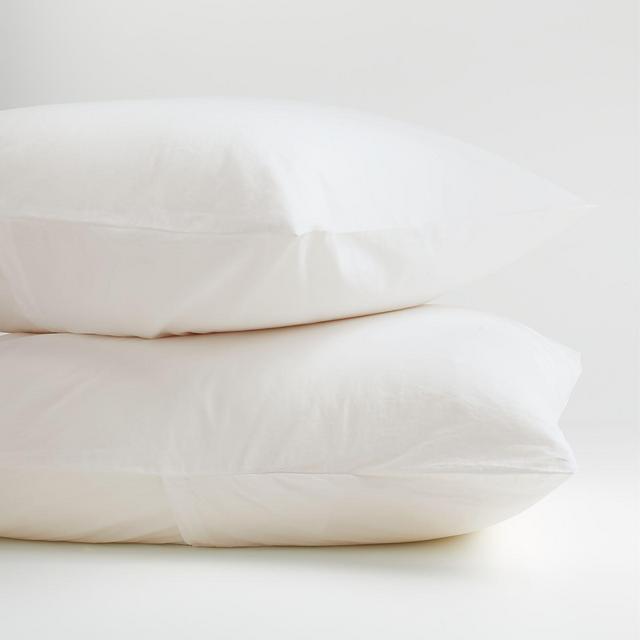 Brushed Cotton White Standard Pillow Cases, Set of 2