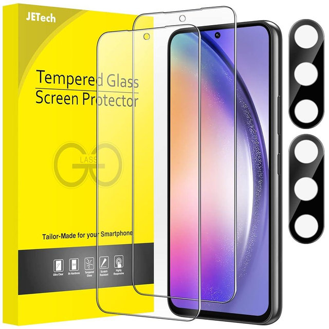 JETech Screen Protector for Samsung Galaxy A54 5G 6.4-Inch with Camera Lens Protector, Tempered Glass Film, HD Clear, 2-Pack Each