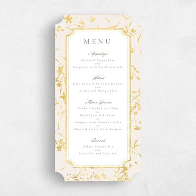Beige Ticket Wedding Menu - Vasara Foil