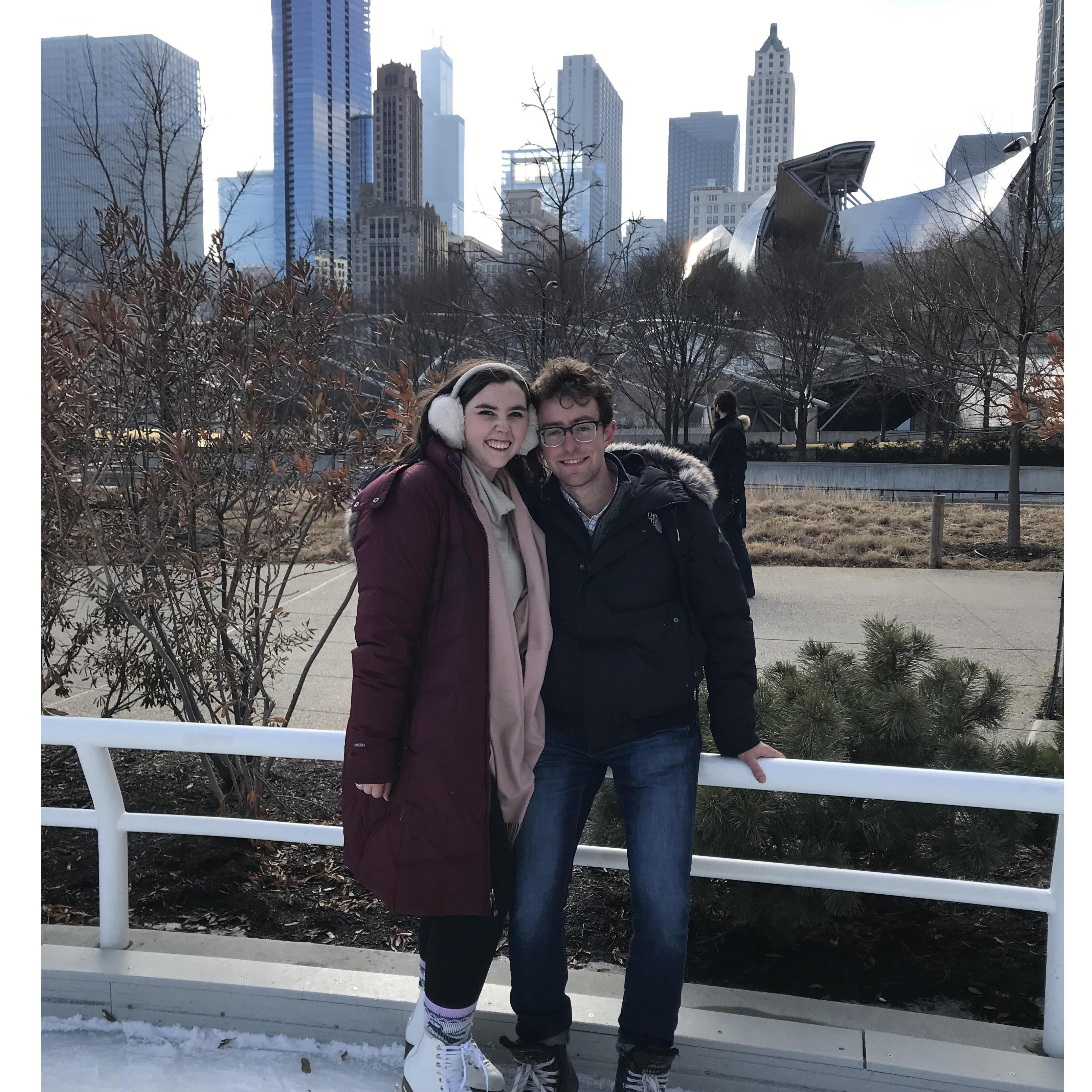 Maria and Burke love exercising together (especially ice skating in Millenium Park)!