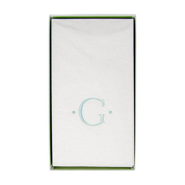 Caspari Antique Robin's Egg Single Initial Guest Towel Napkins in Letter G-Pack of 24