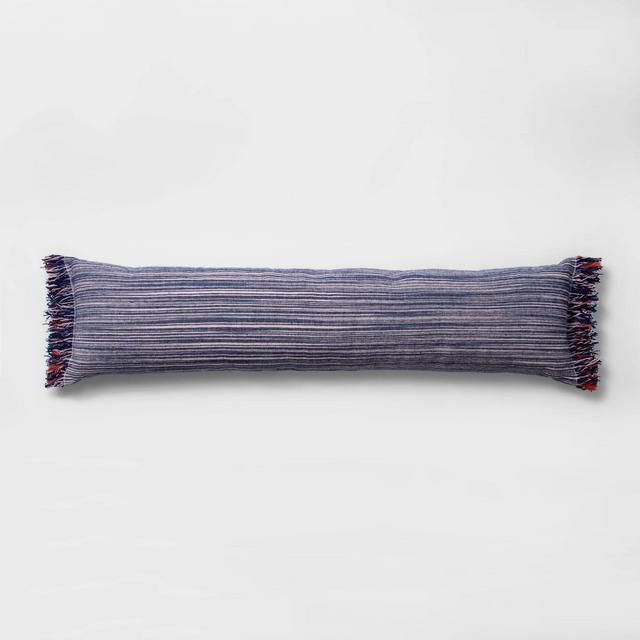 Lumbar Texture Stripe Bed Lumbar Pillow Blue - Opalhouse™
