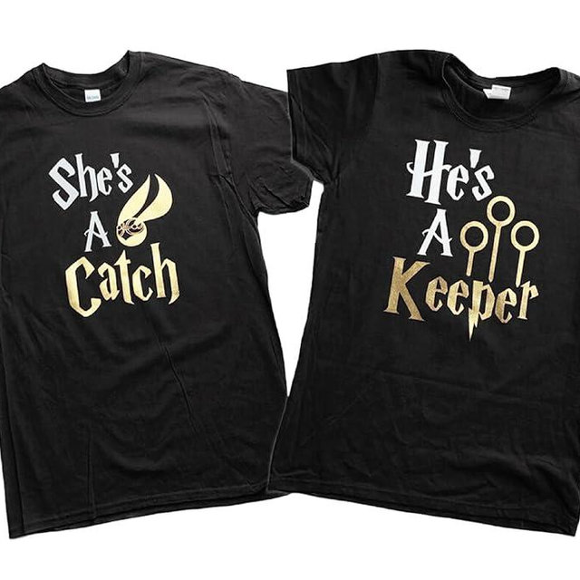 She's A Catch Couples Matching Shirts, He's a Keeper, Husband and Wife, Family Tees, 1 T-Shirt only