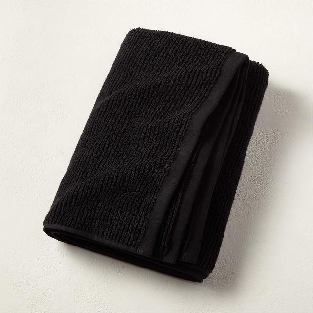 black bath towel