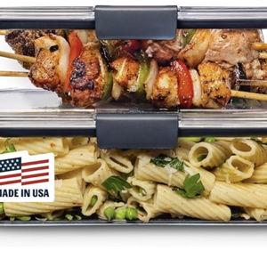 Rubbermaid Brilliance BPA-Free Food Storage Containers with Lids, Airtight Clear Set of 2 (9.6 Cup), Ideal for Lunch, Meal Prep, and Leftovers