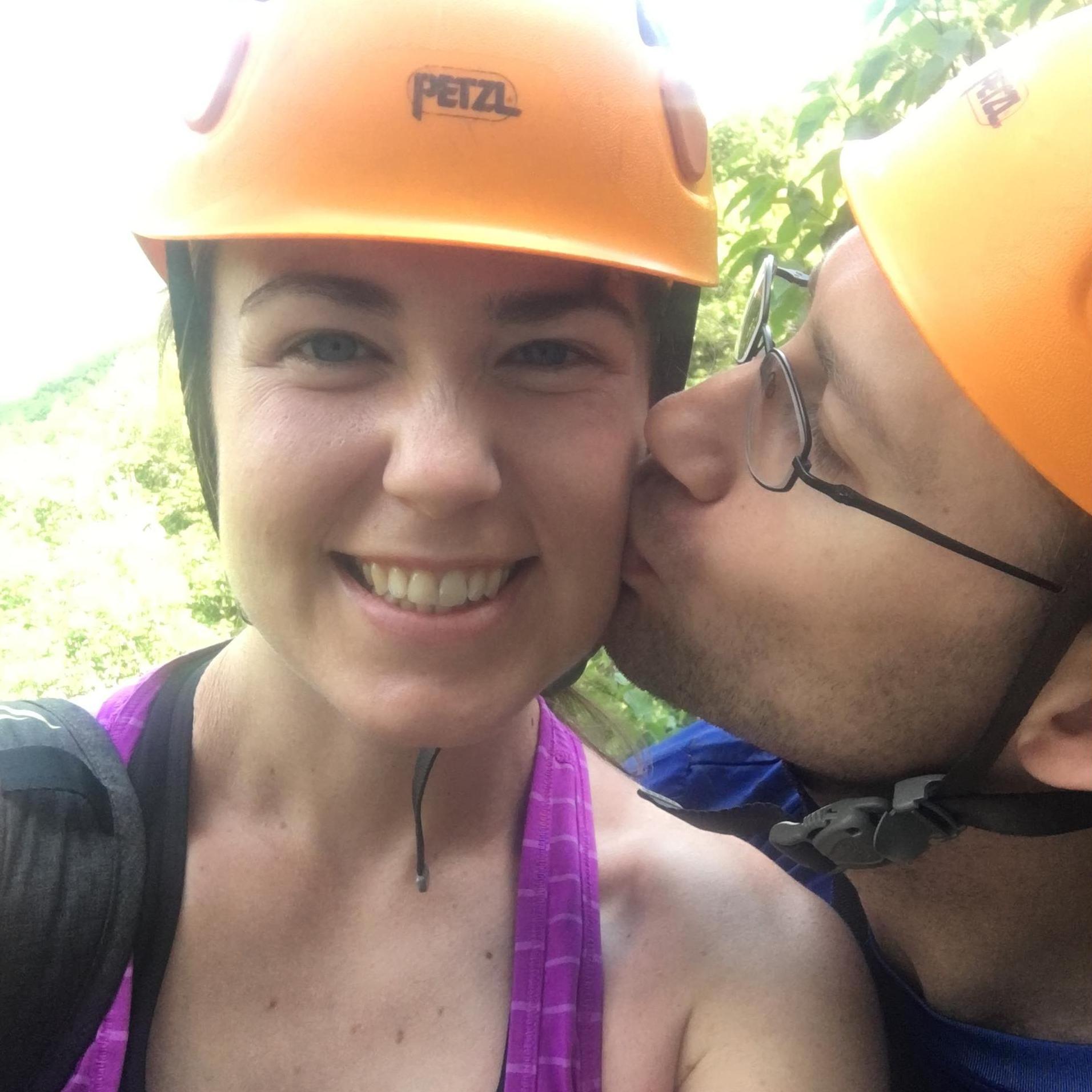 Not pictured: the amount of terror I was feeling when this photo was taken. We were about 2,000 feet above the ground climbing mountains and held to a cliffside by tiny ropes.
