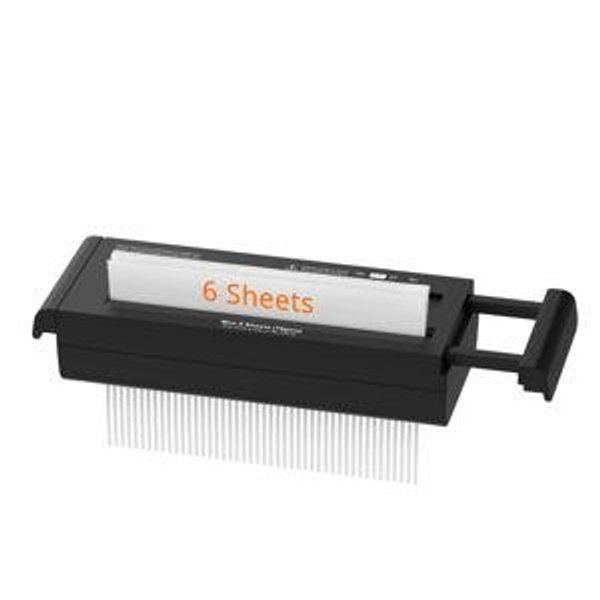 Suntiko Small Paper Shredder for Home, 6 Sheet Strip Cut Paper Shredder Without Basket,Portable Shredder Extendable Arm Design with Overheat Protection for Home Office