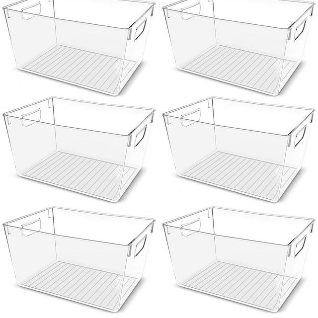 Utopia Kitchen Clear Organizer or Storage Bins - 6 Pack Pantry Organizers and Storage Bins - Large Clear Storage Containers for Organizing Fridge, Kitchen Organization