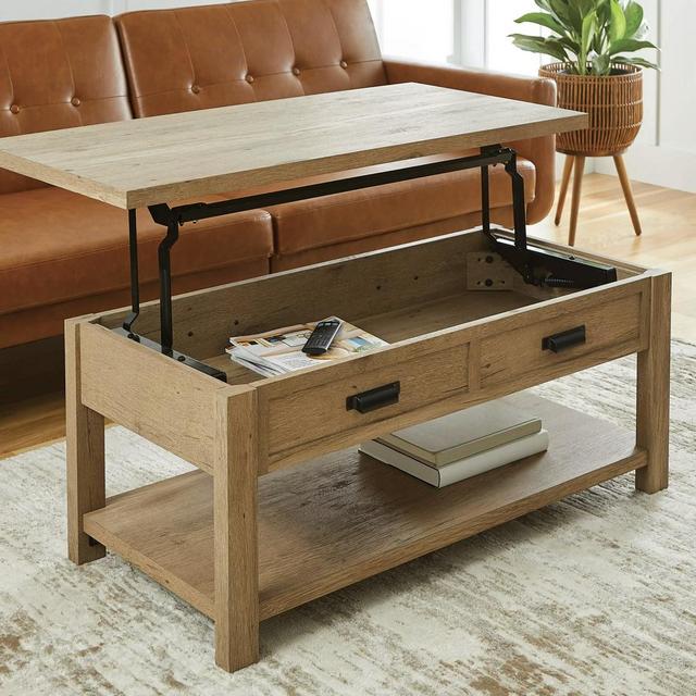 Lift-Top Coffee Table, Natural Oak Finish