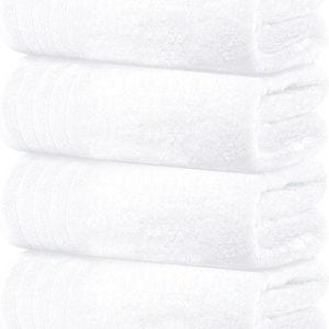 Tens Towels Pack of 4 Extra Large Bath Towels 30 x 60 Inches, 100% Cotton, Larger & Lighter Weight, Quicker to Dry, Super Soft and Absorbent, Perfect for Bathroom, White