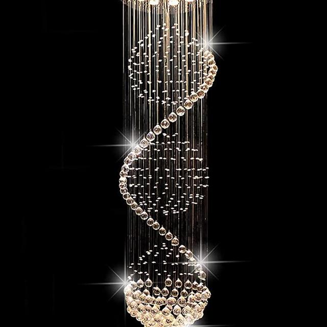 Crystal Chandelier Modern Spectacular LED Spiral Sphere Rain Drop K9 Ceiling Light Fixture for Living Room Hotel Hallway Foyer EntryWay Romantic Deco 20 Inch X 71 Inch Large Chandelier of CRYSTOP